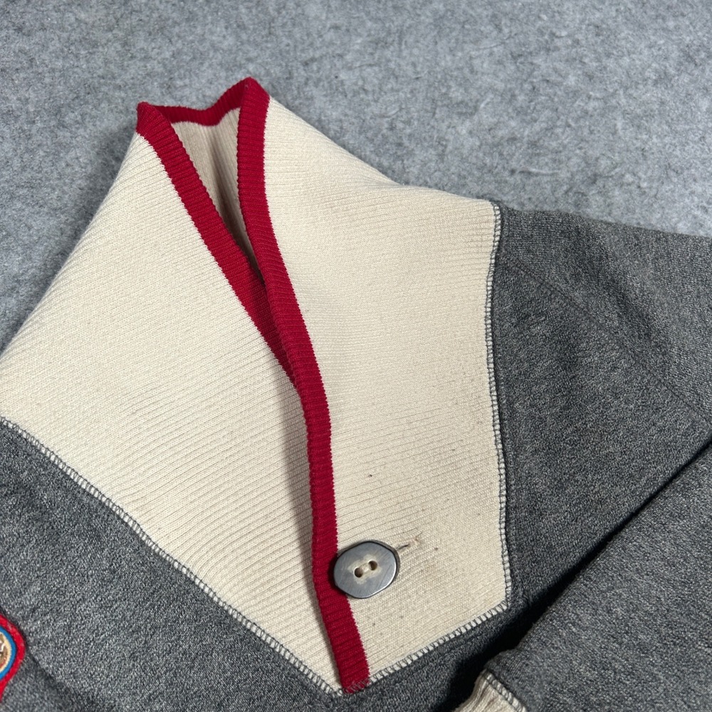 Ralph Lauren dress Girls 6 Gray Shawl Collar Fleece Ruffle Hem Ski Patch Preppy - Picture 3 of 13